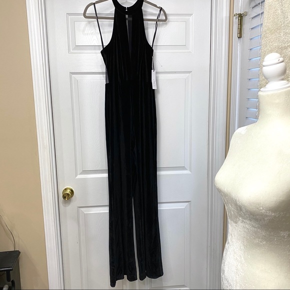 Lulu’s Ryse Lauren Mesh Cut Out Velvet Jumpsuit - Picture 3 of 6